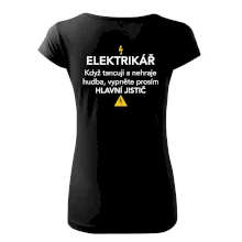 Elektrikář - hlavní jistič - Nápis na zádech
