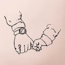 Táta a syn ruce obrys