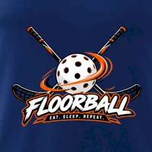 Florbalové hokejky s děrovaným míčkem eat sleep repeat