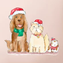 Veselé vánoce - pes, křeček a kočka