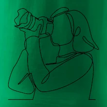 Fotografka stojící jedním tahem