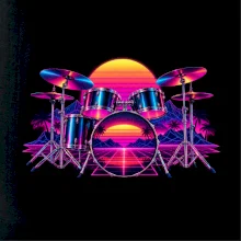 Neonová bicí souprava - synthwave osmdesátá léta