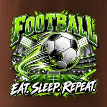 Fotbalový míč a stadion eat sleep repeat