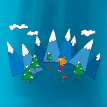 Lyžař a barevné hory