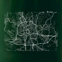 Černobílá mapa Brno