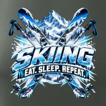Sjezdové lyže v horách eat sleep repeat
