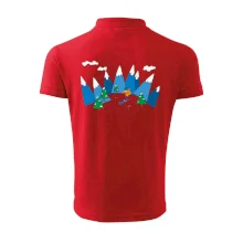 Lyžař a barevné hory