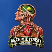 Anatomie tenisty hlava v autu srdce na kurtu