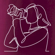 Fotografka stojící jedním tahem