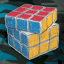 Rubikova kostka kreslená