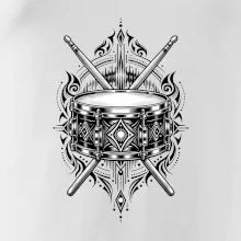 Ornamentální buben s paličkami - černobílý symbol