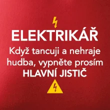 Elektrikář - hlavní jistič - Nápis na zádech