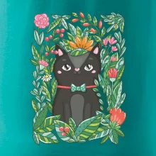 Kočka s květy malovaná