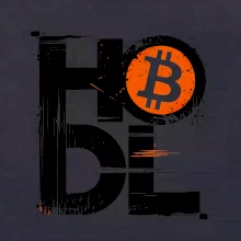 Hodl velký nápis a logo BTC