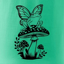 Goblincore černá houba se žábou