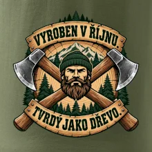Dřevorubec vyroben v říjnu s překříženými sekerami