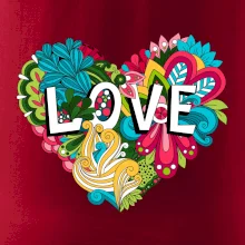 Love nápis květovaný