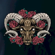 Hlava berana s růžemi