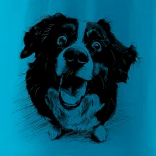 Černobílá karikatura Bernský salašnický pes