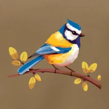 Sýkorka modřinka kreslená