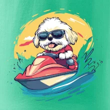 Lhasa Apso na vodním skútru