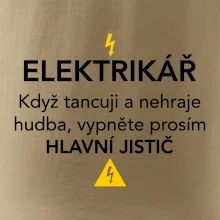 Elektrikář - hlavní jistič - Nápis na zádech