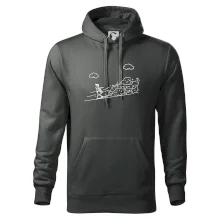 Kreslený lyžař na horách