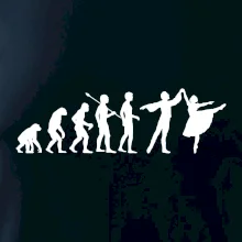 Evoluce tanec - muž a žena se sukní