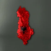 Mapa Albánie reliéf hor