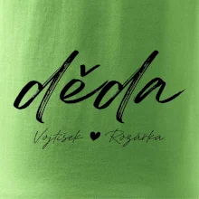 Děda Tričko se jmény dětí psací písmo