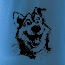 Černobílá karikatura husky