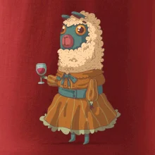 Alpaka s vínem žena