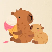 Kapybara se zmrzlinou