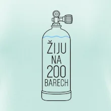 Žiju na 200 barech potápěčská lahev s modrou vlnovkou