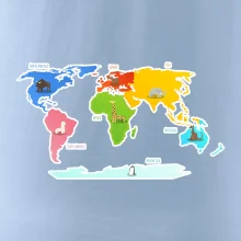 Světové kontinenty s názvy a zvířátky