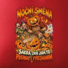 Noční směna dýňáka s motorovou pilou