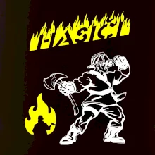 Hasič stojící - nápis hasiči - Velký nápis  na zádech