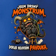 Drsné rohaté monstrum se bojí pavoučka