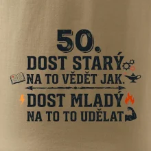 50 - dost starý na to vědět jak  - modrý nápis