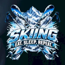 Sjezdové lyže v horách eat sleep repeat