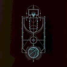 Technický nákres basketbalového hřiště