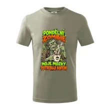 Pondělní zombie míchá kávu kostěnou rukou