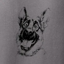 Černobílá karikatura Německý ovčák