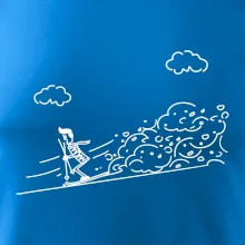 Kreslený lyžař na horách