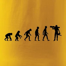 Evoluce dřevorubec - pila a kmen Evoluce dřevorubec - pila a kmen
