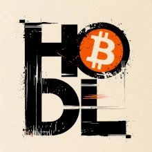 Hodl velký nápis a logo BTC