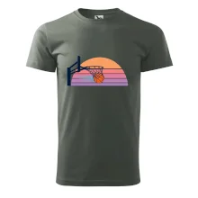 Retro západ slunce a basketbalový koš