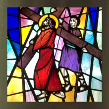 Vitráž - Ježíš a kříž