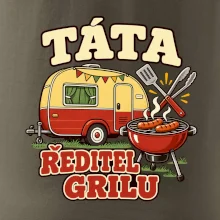 Táta ředitel grilu rodinné kempování s karavanem
