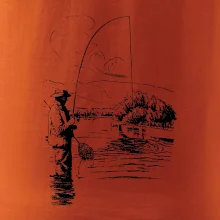 Kreslený rybář s podběrákem